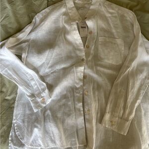 J. Jill Linen Button-Front Shirt in White